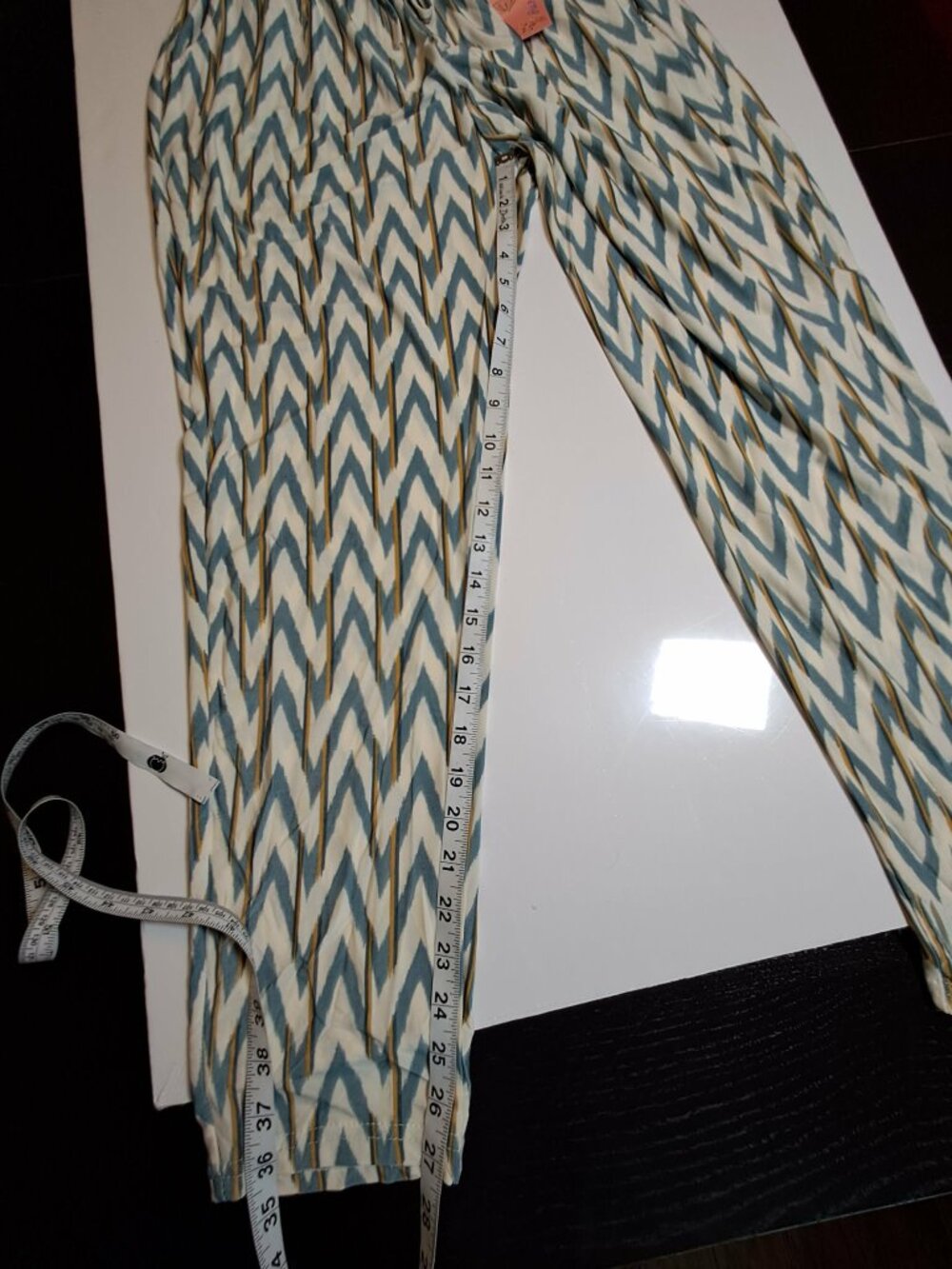 Cool Knit Jersey Zigzag Wide Leg Pants Blue White M/L - Picture 6 of 8